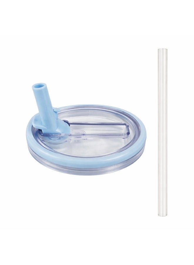 غطاء كوب مانع للتسريب بفتحتين للشرب، تصميم مريح وسهل الاستخدام، لون أزرق فاتح، مناسب للمشروبات الساخنة والباردة - Image 1